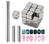 30 Pcs Cat Eye Magnet,Double-Head Nail Magnets Sticks Pen Cat Eye,Magnetic Rubi cube for Nails Design Salon DIY Accessories(Silver)