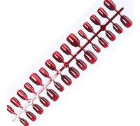 30 Pcs Cats Eye Press Claws Wine Red Fake Nails Artificial Acrylic Nail Glue Sticks for Women