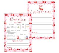 30 Pcs Cherry Baby Shower Games, Baby Predictions & Advice Cards for Baby Shower Game Activity, Cute Cherry Wishes Cards, Memorial Advice for New Parents to Be, Wishes Game Card for Baby Party Decor