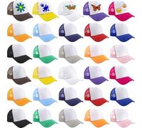 30 Pcs Child Summer Trucker Hats Adjustable DIY Baseball Caps Blank Sublimation Trucker Cap for Kids Outdoor Sports (UK, Alpha, One Size, Color Set 1)