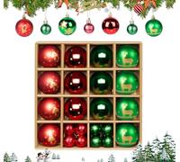 30 PCS Christmas Ball Ornaments, Red and Green Xmas Baubles Christmas Tree Hanging Ball Set for Xmas Party Indoor Outdoor Decorations, Traditional Shatterproof Ornaments