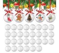 30 PCS Christmas Baubles Clear Plastic Transparent Baubles Fillable Xmas Ball Tree Decoration DIY Plastic Christmas Tree Decorations Balls (2.36in)