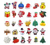 30 Pcs Christmas Croc Charms, Santa Claus Snowman Shoe Charms for Crocs Clog Sandals,Wristband, Shoes and Bracelet Supplies,Suitable for Clogs Kids Party Gifts