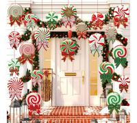 30 Pcs Christmas Decorations Outdoor Peppermint Candy Yard Signs Double Sided Lollipop Christmas Hanging Ornaments for Xmas Tree Yard Lawn Garden Decor(Cute Style)