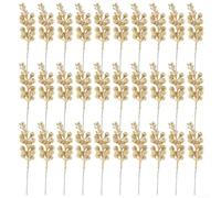 30 Pcs Christmas Glitter Berry Stems Artificial Foam | Berries Picks for DIY Wreaths Garlands Tree Decorations Winter Wedding Party Home Decor Gold Silver Red Festive Craft