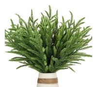30 Pcs Christmas Real Touch Norfolk Stems, 15Inch Artificial Pine Branches Faux Evergreen Pine Sprigs Fake Foliage Greenery Picks for Christmas Wreath Making DIY Crafts Home Decoration (30, Green)