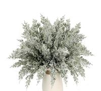 30 Pcs Christmas Snowy Artificial Pine Branches,10.5" Faux Frosted Evergreen Norfolk Pine Sprigs Cypress Leaves Fake Foliage Greenery Picks for Xmas Wreath Making DIY Crafts Decor (30, Snow white)