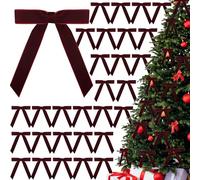 30 Pcs Christmas Velvet Wreath Bow, 5 x 7 Inch Vintage Velvet Ribbon Bows Rustic Crafts Gift Bows for Indoor Outdoor Wreaths Garland Holiday Xmas Tree Wrapping Crafts (Burgundy Red, Width of 1")