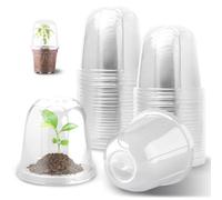 30 Pcs Clear Plastic Humidity Dome, Adjustable Ventilation Plant Cloche for Seedlings Fits 6Inch Nursery Pots, Reusable Transparent Grow Dome Cover for Seed Starter Pots Outdoor Gardening Plant Growth