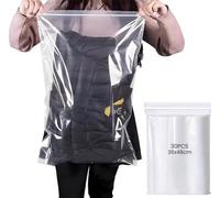 30 Pcs Clear Zip Lock Clothes Bags Travel Clothes Storage Bags, Travel Zip Lock Seal Storage Bags, Reusable Clear Plastic Bags for Organising Clothes, Shoes and Cosmetics, Size 36x48cm