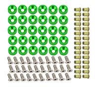 30 PCS CNC Billet Aluminum Washers Stainless Steel Bolts Carbon Steel Rivet Nuts for Bumper Fender Engine Bay Body Decoration Dress Up Kit (Green)