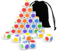 30 PCS Color Dot Dice Customizable Blank,D6 Six Sided 16mm Coloured Dice, Classroom to Teach Basic and Neutral Colours and Match No Reading Required