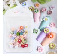 30 Pcs Colorful Floral Nails Art Charms Beautiful Decorations 3D Flower Charms for Jewelry Making