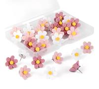 30 Pcs Colorful Flower Pins for Pinboard, Flower Push Pins, Colorful Thumb Tacks, Board Pin for Office Classroom Home Photo Wall Map Memo Poster Display, Push Pin for Cork Board (style 1)