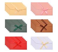 30 Pcs Coloured Envelopes, 6 Colour Money Envelopes with Ribbons, Colourful Envelope with Ribbons Vintage for Wedding, Birthday, Invitation, Greeting, Valentine's, Father's Day