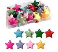 30 Pcs Colourful Push Pins, Resin Star Cork Board Pins with Metal Shaft, Secure Thumb Tacks for Notice Boards, Cute Stuff for Girls Room Decor and Office Organization