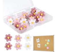 30 PCS Cork Board Pins for Pinboard, 0.5Inch Flower Drawing Pins, Push Pin for Cork Board, Decorative Cute Pushpins, Notice Pinboard Drawing Pin, Cardboard Hanging Posters Wall Decorations