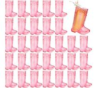 30 Pcs Cowboy Boot Shot Glasses,1 Oz Plastic Western Cowboy Boot Shot Glass,Reusable Plastic Boot Cups for Bachelorette Birthday Party Favors,Cowboy Cowgirl Western Theme Party Supplies(Rose Red)