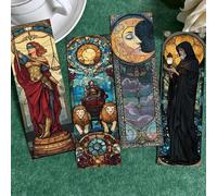 30 PCS Creativity Painted Glass Tarot Bookmark Set Mystical Paper Bookmarks with Esoteric Art Designs for Tarot Lovers Divination Theme Reading Gifts for Bookworms