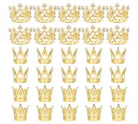 30 Pcs Crowns for Flower Bouquets Gold Crown Cake Topper Mini Crown for Flower Bouquet Accessories Birthday Crowns Cupcake Toppers for Bridal Wedding Baby Shower Mothers Day Party Cake Decor, 3 Style