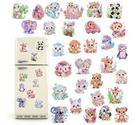 30 Pcs Cute Animal Diamond Art Fridge Magnet, Adult Colourful Cute Animal Fridge Magnets, 5D Rhinestone Fridge Magnets for Beginners DIY Craft Gifts