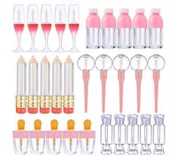 30 Pcs Cute Empty Lip Gloss Tubes,Vankcp 6 Styles Lip Glaze Tubes Novelty Red Wine Glass Lip Oil Bottles Ice-Cream Shaped Empty Lip,Refillable Lip Balm Containers for Women Girls DIY(5/8/10ML)