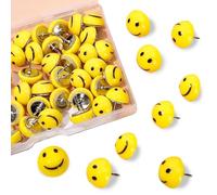 30 Pcs Cute Flower Push Pins, Mini Drawing Pins, Pink & White Decorative Thumb Tacks, Fun Thumbtacks for Bulletin Board, Cork Boards, Wall, Whiteboard, Funny Smiling Face Pins (Style 8 (30 PCS))