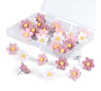 30 Pcs Cute Flower Push Pins, Mini Drawing Pins, Pink & White Decorative Thumb Tacks, Fun Thumbtacks for Bulletin Board, Cork Boards, Wall, Whiteboard, Notice Board (Style 1 (30 PCS))