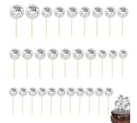30 Pcs Disco Ball Toppers for Cupcake and Cake Decorations, 70s Retro Mini Picks with Stick, Themed Party Supplies for Birthday Decor (Silver)