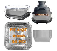 30 Pcs Disposable Aluminum Liners for Ninja Crispi FN101 4-in-1 Glass Air Fryer, Aluminum Pan Compatible with 4-QT Container (30 PCS, Large)