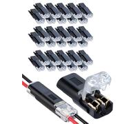 30 Pcs Double-Wire Connector, 2-Pin Low Voltage Quick Connect Plugs with Locking Buckle for LED Strip Lights, Solderless Wire-Stripping-Free Design
