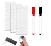 30 Pcs Dry Erase Magnetic Strips with 2 Markers, 10.7 x 5 cm Whiteboard Magnetic Strips for Fridge Office School, Reusable Dry Erase Labels Write-On Magnets, for Baseball Coach Clipboard,Calendar