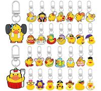 30 PCS Duck Keychain Rubber Mini Duck Keychains Duck Charms Pendant Accessories Duck Party Favors Key Chain Accessories for Keys Backpack Bag Gifts(Yellow Duck)