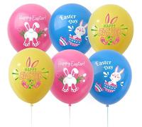 30 Pcs Easter Balloons Easter Decorations 12inch Easter Eggs Bunny Balloon Easter Bunny Ears Latex Balloons Happy Easter Balloons 3 Colors Yellow, Pink, Blue for Festival Party Decorations Supplies