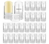 30 PCS Empty Deodorant Containers, 1 oz Refillable Clear Plastic Stick Bottles, 30 ml Twist-up Tubes for DIY Lip Balm, Solid Perfume, and Crayons, Bottom Filling Transparent Case