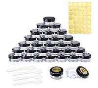 30 Pcs Empty Sample Pots 5g / 5ml Plastic Travel Cosmetic Container Jars with Lids for Creams, Sample, Make-Up Storage (Black)