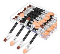 30 Pcs Eyeshadow Applicators Disposable Dual Sides Makeup Brush 2 in 1 Eye Shadow Applicator Sticks Double Head Eye Makeup Cosmetic Tool with Soft Sponge Head And Bristles Heads (3 Inch, Black)