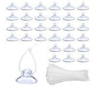 30 Pcs Fish Tank Suction Cup, Clear Suction Cup with 50 Adjustable Zip Ties