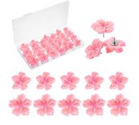 30 PCS Flower Push Pins Pink Drawing Pins for Notice Board Decorative for Bulletin Board Cute Thumb Tacks Pink Drawing Corkboard Florest Thumbtacks for Photo Wall Map Office Home