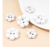 30 Pcs Flower Shape Buttons, Cute for Clothes, Cardigans, Shirts(White,15mm)