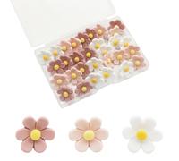 30 Pcs Flowers Push Pins for Cork Boards,Flower Drawing Pin for Notice Board,White Pink Floral Pattern Cork Board Pins for Pinboard Cardboard Picture Bulletin Posters Home Office School