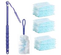 30 Pcs Fluffy Duster, Disposable Electrostatic Duster With 2 Handles and 1 Telescopic Pole, Blue Fluffy Dusters Refills, Disposable Cleaning Dusters Kit, Hand Duster Refill For Daily Cleaning