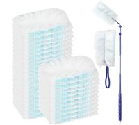 30 Pcs Fluffy Dusters Refills - Blue Dust Magnet Refills for Flash Dust Magnet and Swiffer Duster with Handle and 0.4-0.9m Telescopic Pole, 3x Stronger Electrostatic, 270° Bendable Head