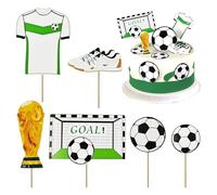 30 pcs Football Cake Decorations, Football Cake Topper Non-Edible Personalised Cake Decorations For Boys, Girls and Sports Theme Party, Birthday Cake Toppers Supplies with Toothpicks