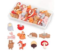 30 Pcs Forest Push Pins, Cute Cartoon Animals Drawing Pins, Vibrant Decorative Pushpins, Playful Thumb Tacks for Map, Pinboard, Office & School, Gifts for Animal Loves