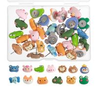 30 Pcs Fun Animals Push Pins, 15 Pattern Cute Push Pins for Cork Board Accessories, Decorative Pushs Pin for Photo Wall Map Office Home Decor, Thumb Tacks for Bulletin Board
