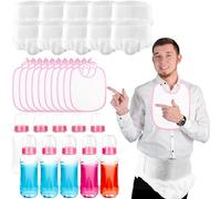 30 Pcs Funny Bottle Chug Baby Shower Games Include 10 Disposable Diapers 10 Plastic Bottles 10 Bibs for Baby Shower Gender Reveal Changing Diaper Race Games Decoration (Color Set 1) (Color Set 2)