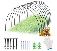 30 Pcs Garden Hoops for Raised Beds, Gardens Hoops For Raised Beds Cover with 20 Clips, 20 Connector Tubes, 20 Ground Pegs & Glove, DIY Garden Tunnel Cloche Kit for Outdoor Plant Protection（43CM）