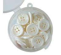 30 PCS Genuine Mother of Pearl Shell Buttons 4 Holes 15mm White with Natural Shimmer, MOP Buttons for Shirts, Dress and Coats