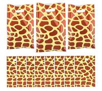 30 Pcs Giraffe Gift Bags with Handles,Plastic Tote Bags, Reusable Snack Treat Goody Candy Bag - Boys Girls Jungle Animal Themed Party Supplies Decoration